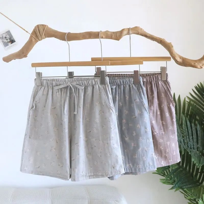 Pyjama-Shorts aus Baumwolle mit Kirschblütenmuster