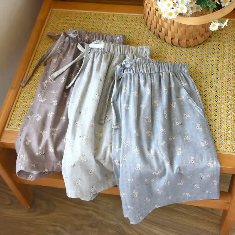 Pyjama-Shorts aus Baumwolle mit Kirschblütenmuster