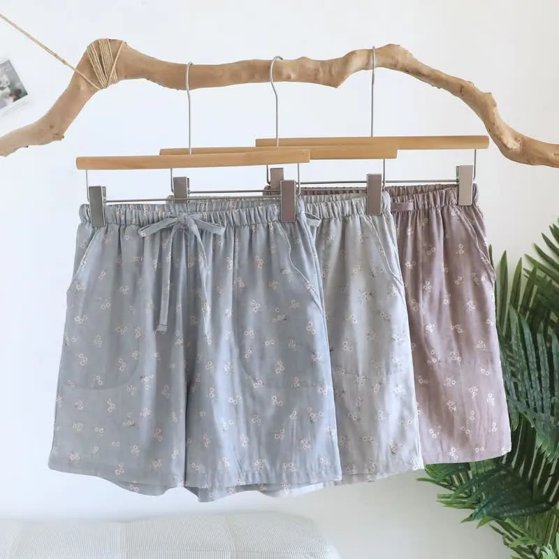 Pyjama-Shorts aus Baumwolle mit Kirschblütenmuster