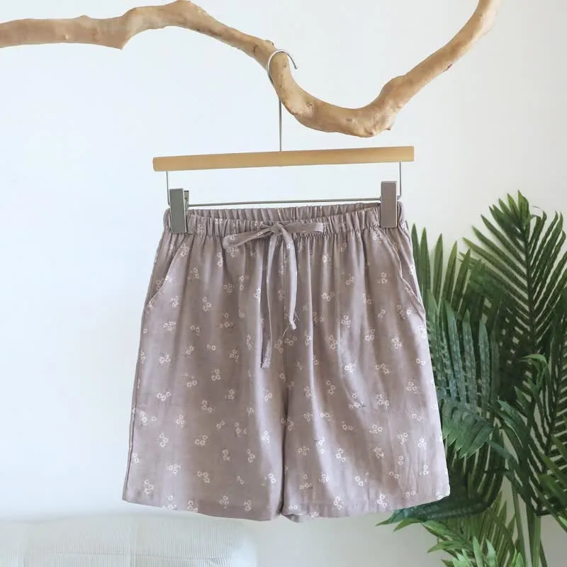Pyjama-Shorts aus Baumwolle mit Kirschblütenmuster