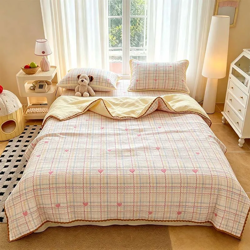 Bettwäsche-Set „Sweetheart Beige“ aus gestepptem Polyester
