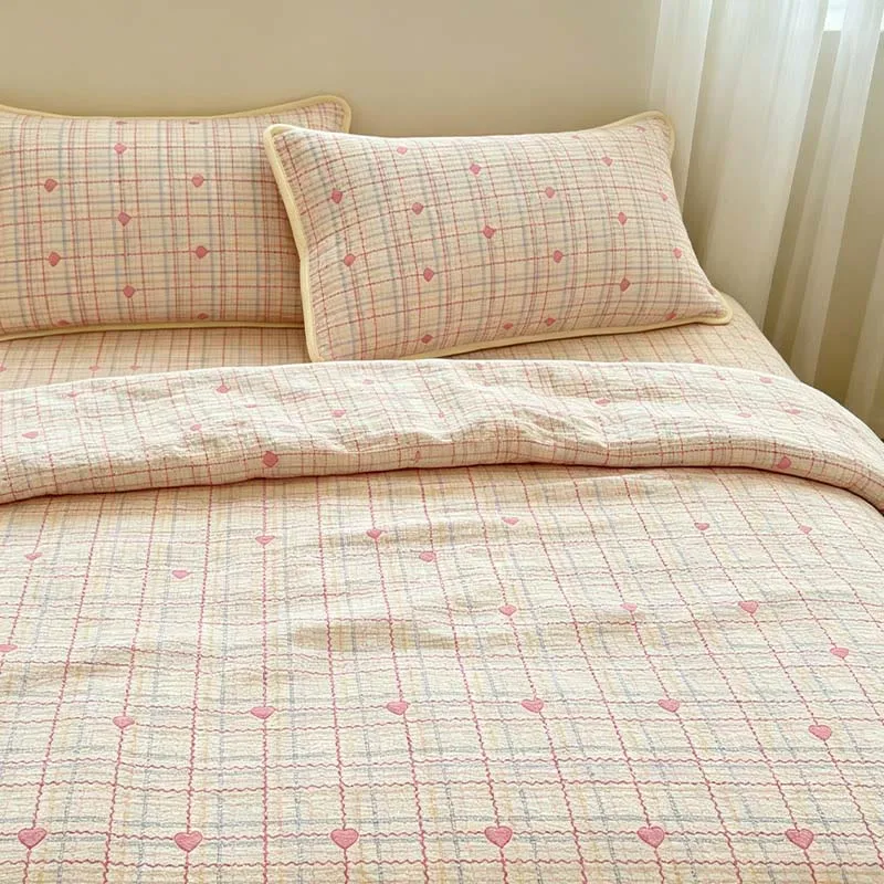 Bettwäsche-Set „Sweetheart Beige“ aus gestepptem Polyester