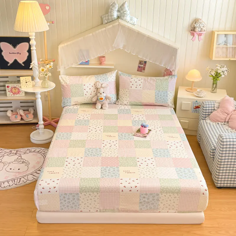 Bettwäsche-Set aus Baumwolle im Patchwork-Stil in Pastellfarben