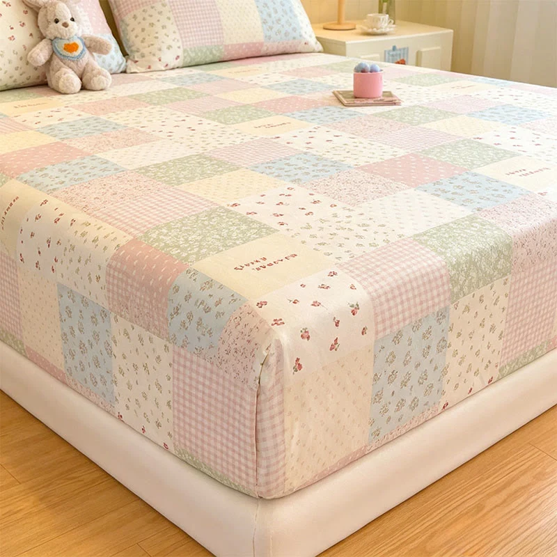Bettwäsche-Set aus Baumwolle im Patchwork-Stil in Pastellfarben