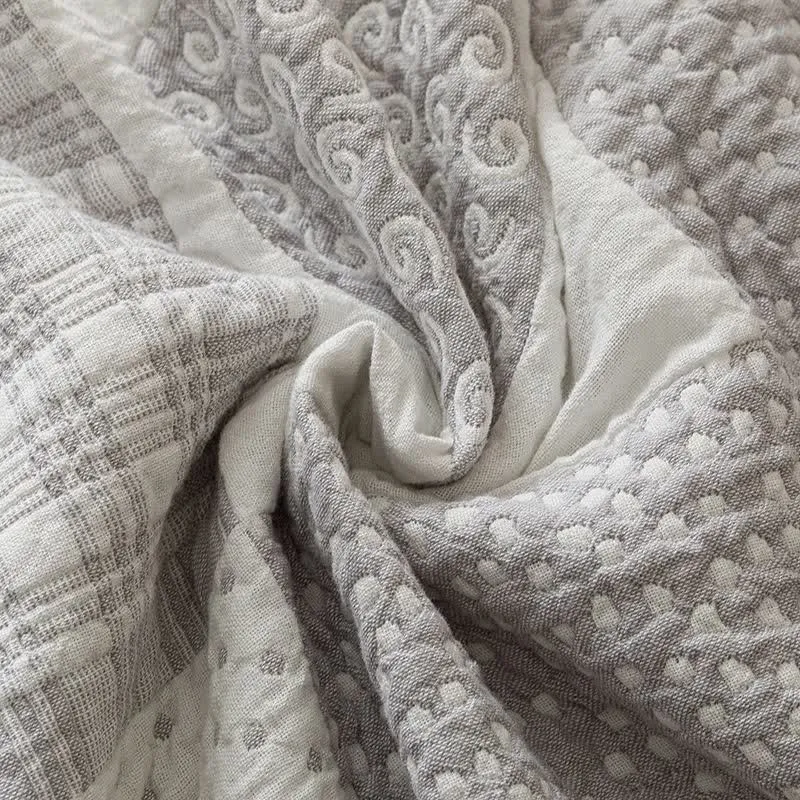Patchwork-Herz-Steppdecke aus Baumwollgaze