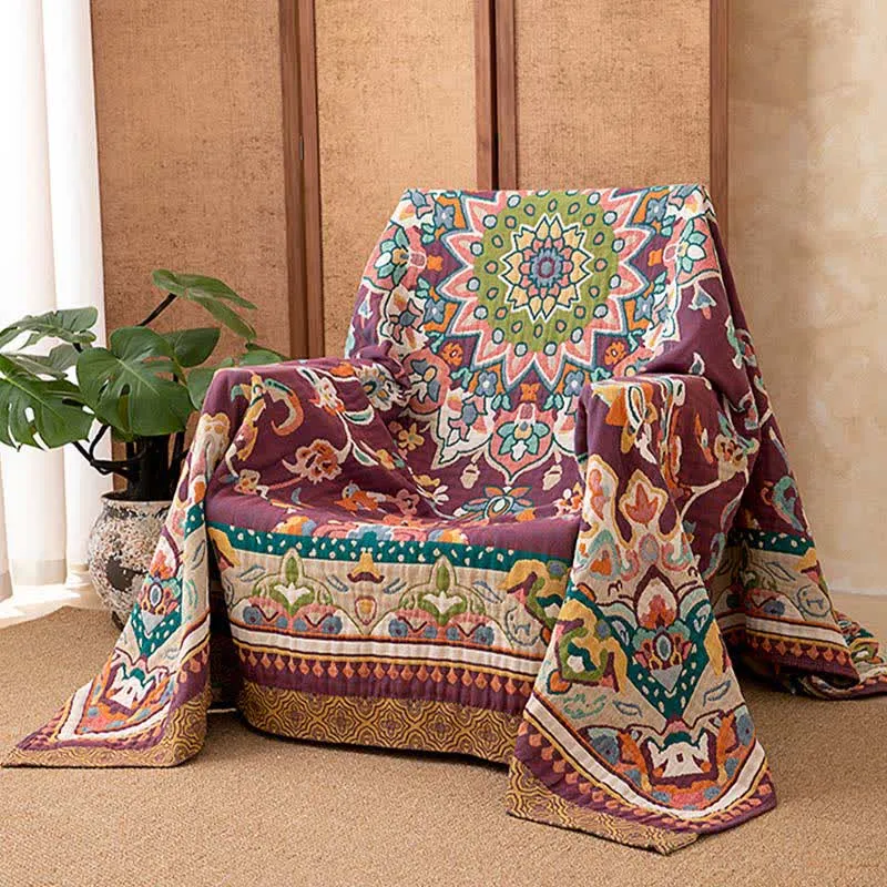 Baumwoll-Steppdecke im Retro-Ethno-Stil