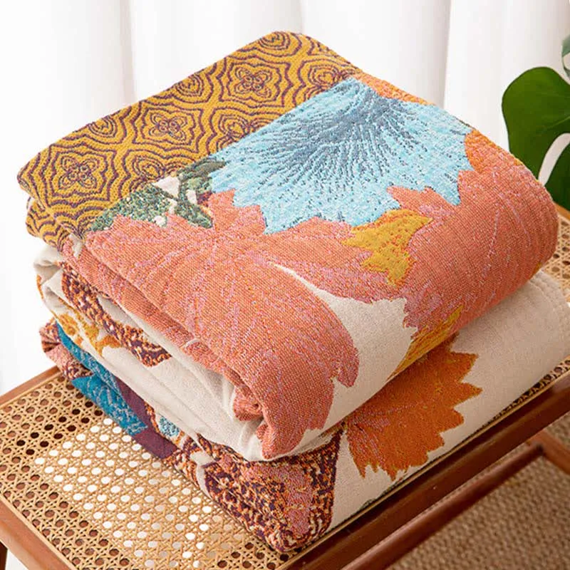 Sofadecke aus Baumwolle im Retro-Stil mit Blumenmuster