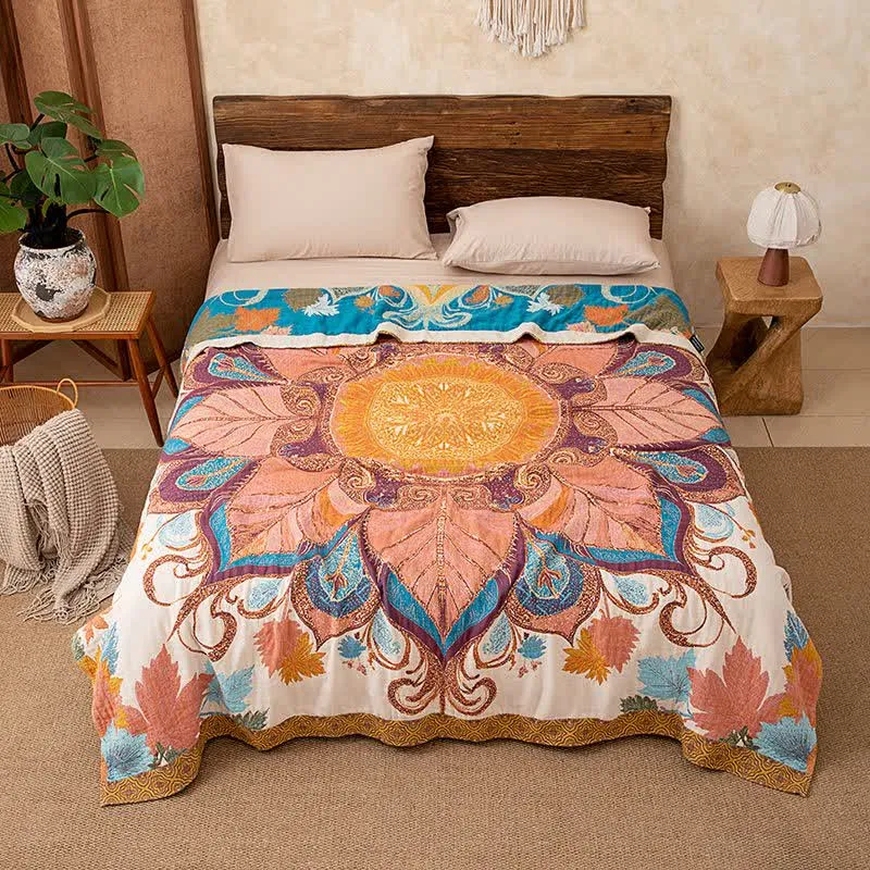 Sofadecke aus Baumwolle im Retro-Stil mit Blumenmuster