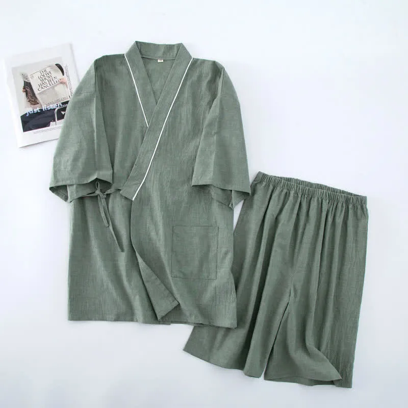 Unisex-Pyjama aus einfarbiger Baumwolle mit kurzen Ärmeln