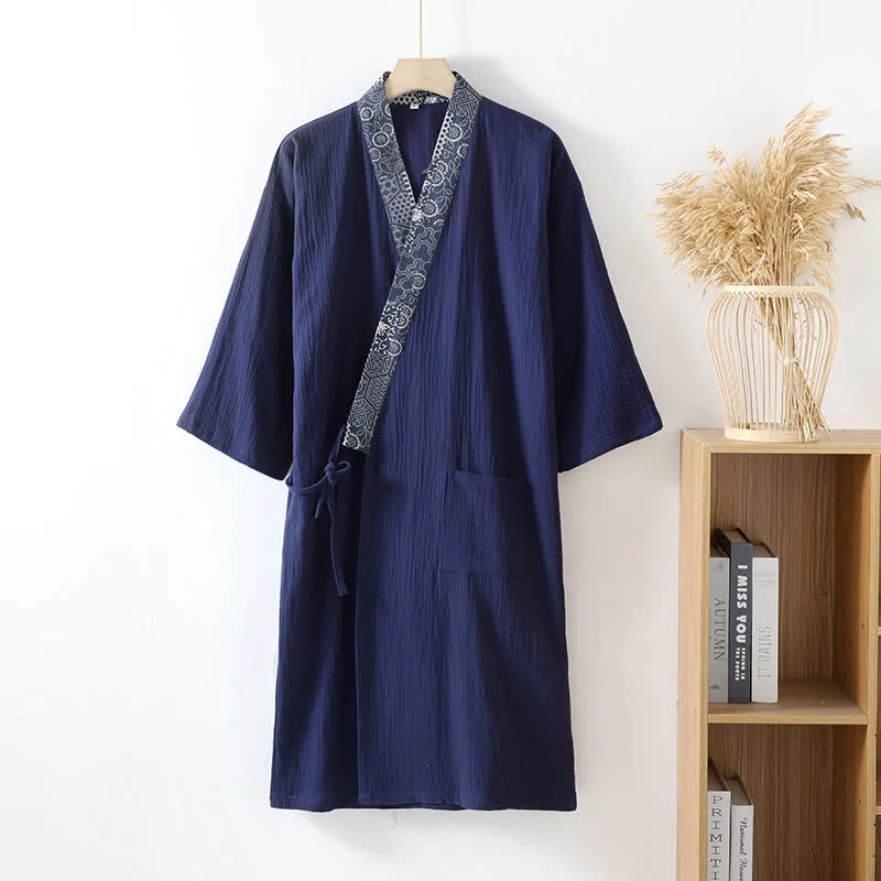 Kimono-Bademantel aus Baumwollgaze im Ethno-Stil