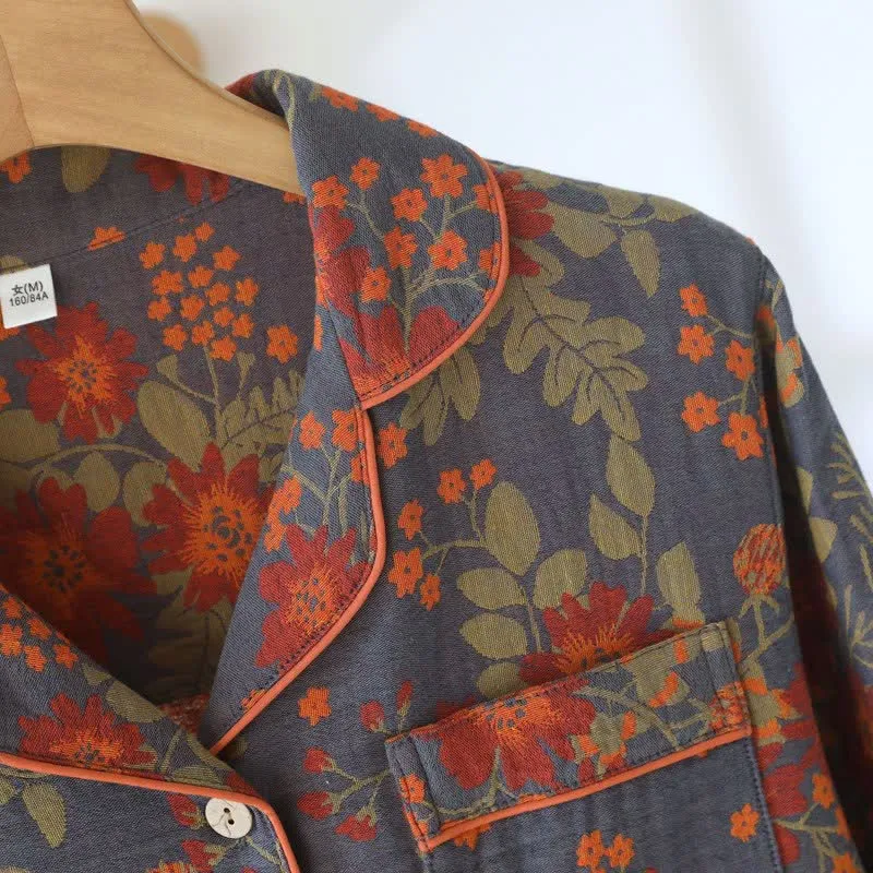 Vintage-inspirierter Pyjama aus Baumwollgaze mit Blumenmuster