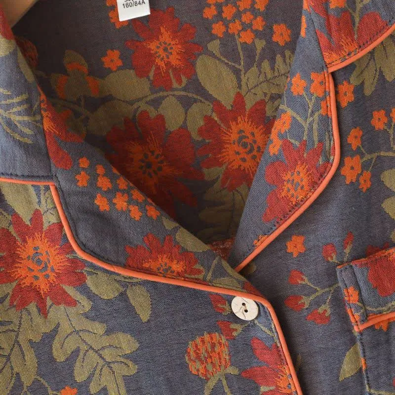 Vintage-inspirierter Pyjama aus Baumwollgaze mit Blumenmuster