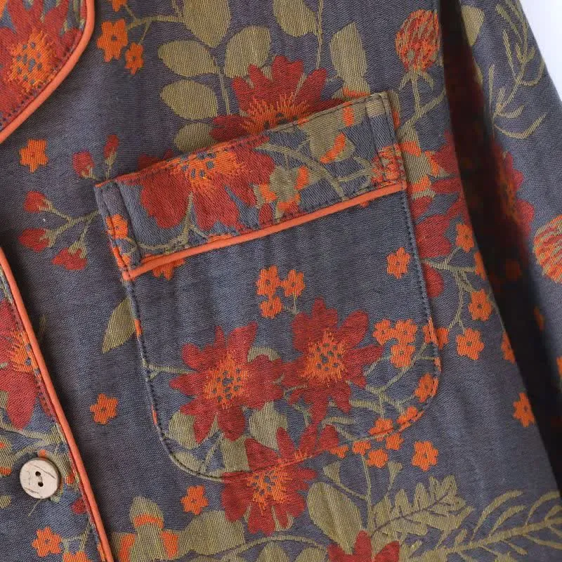 Vintage-inspirierter Pyjama aus Baumwollgaze mit Blumenmuster