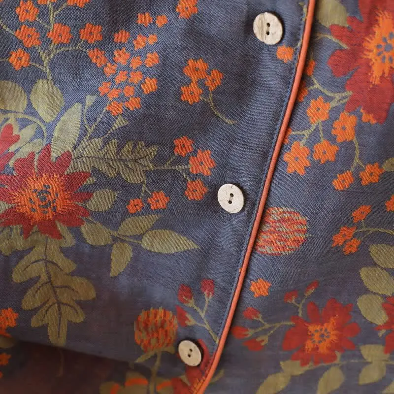 Vintage-inspirierter Pyjama aus Baumwollgaze mit Blumenmuster