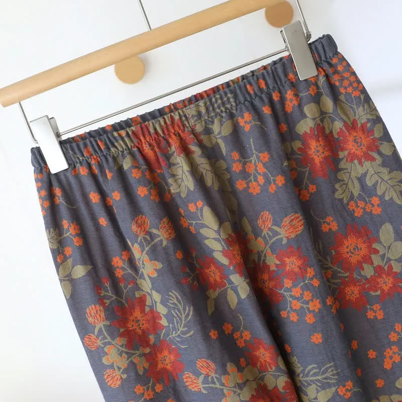 Vintage-inspirierter Pyjama aus Baumwollgaze mit Blumenmuster