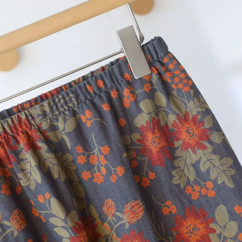 Vintage-inspirierter Pyjama aus Baumwollgaze mit Blumenmuster