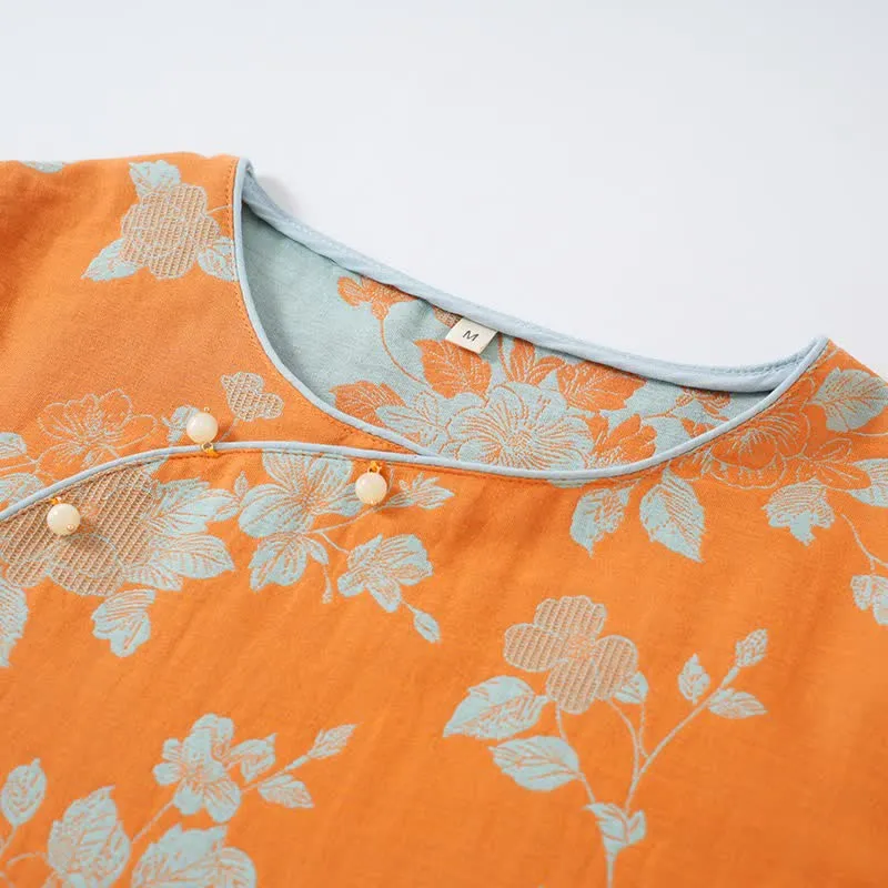 Vintage-Pyjama aus Baumwolle mit asiatischem Blumenmuster