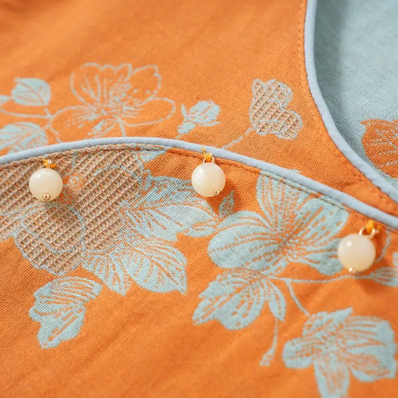 Vintage-Pyjama aus Baumwolle mit asiatischem Blumenmuster