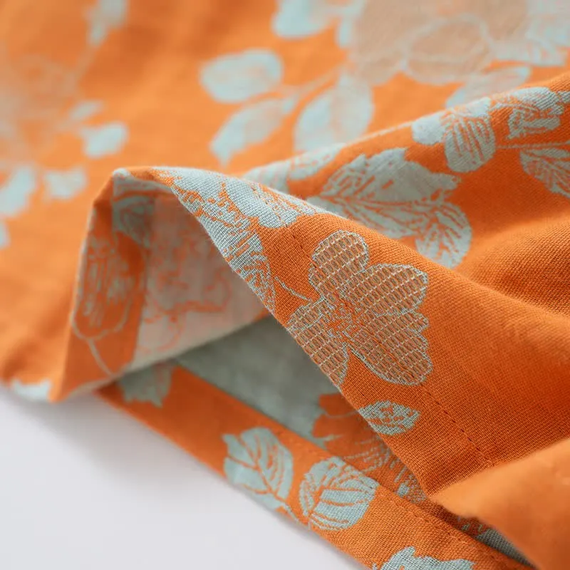 Vintage-Pyjama aus Baumwolle mit asiatischem Blumenmuster