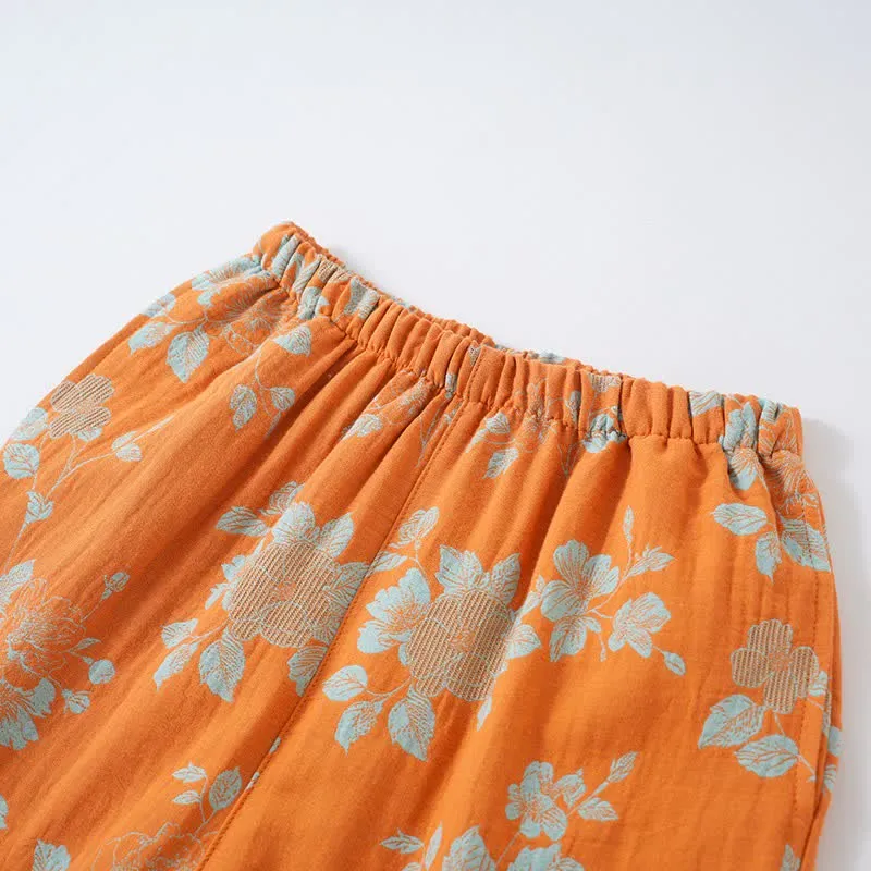 Vintage-Pyjama aus Baumwolle mit asiatischem Blumenmuster