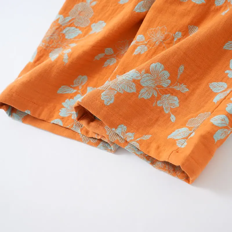 Vintage-Pyjama aus Baumwolle mit asiatischem Blumenmuster