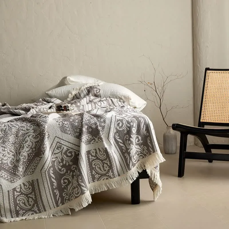 Baumwolldecke mit Damast-Paisley-Muster