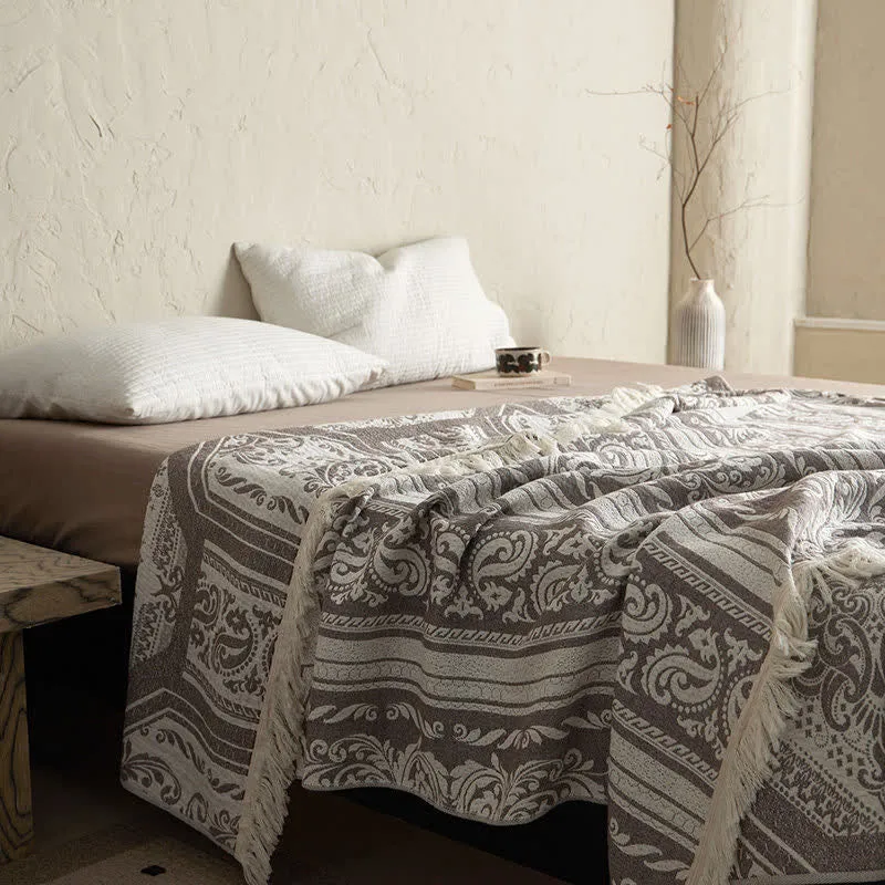 Baumwolldecke mit Damast-Paisley-Muster