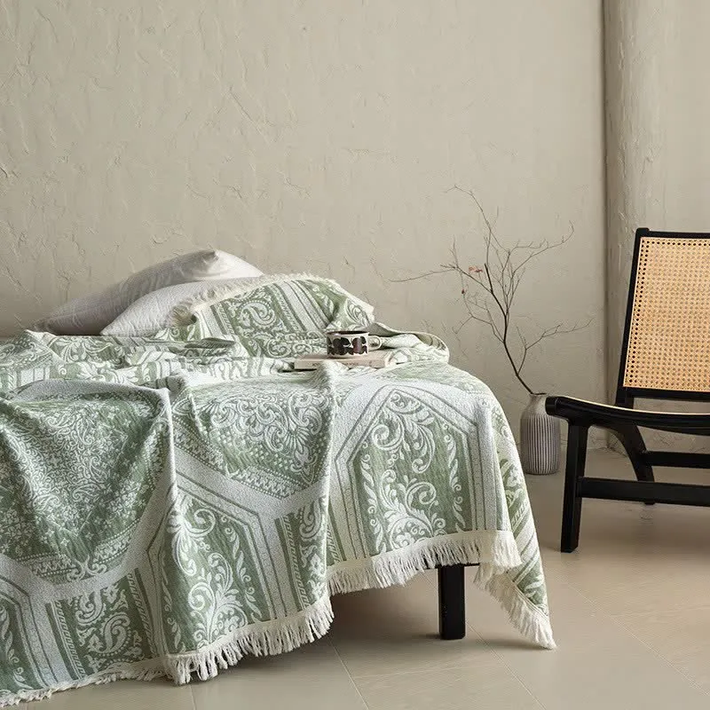 Baumwolldecke mit Damast-Paisley-Muster