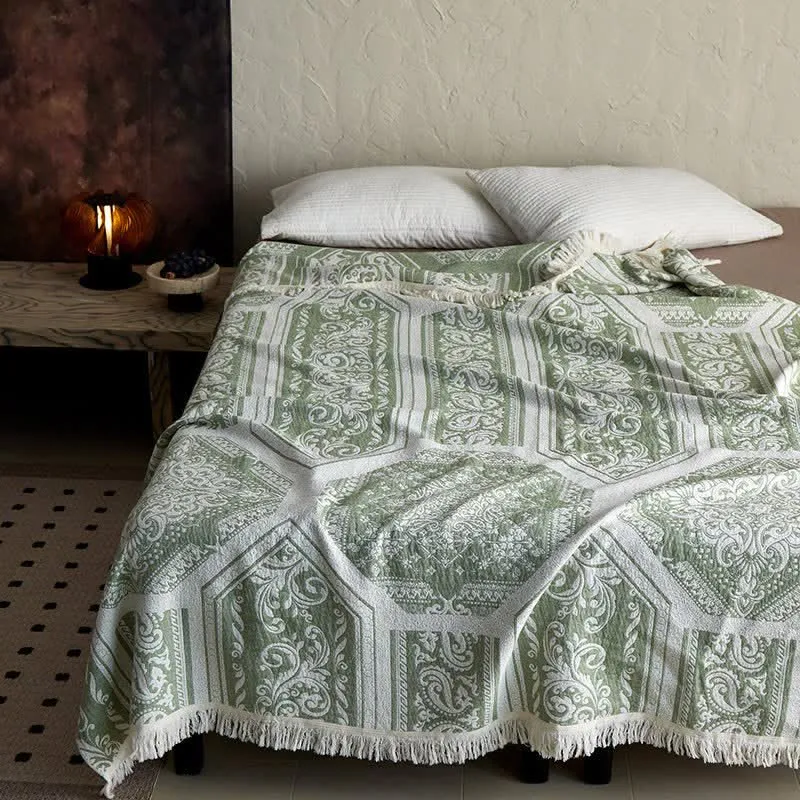 Baumwolldecke mit Damast-Paisley-Muster