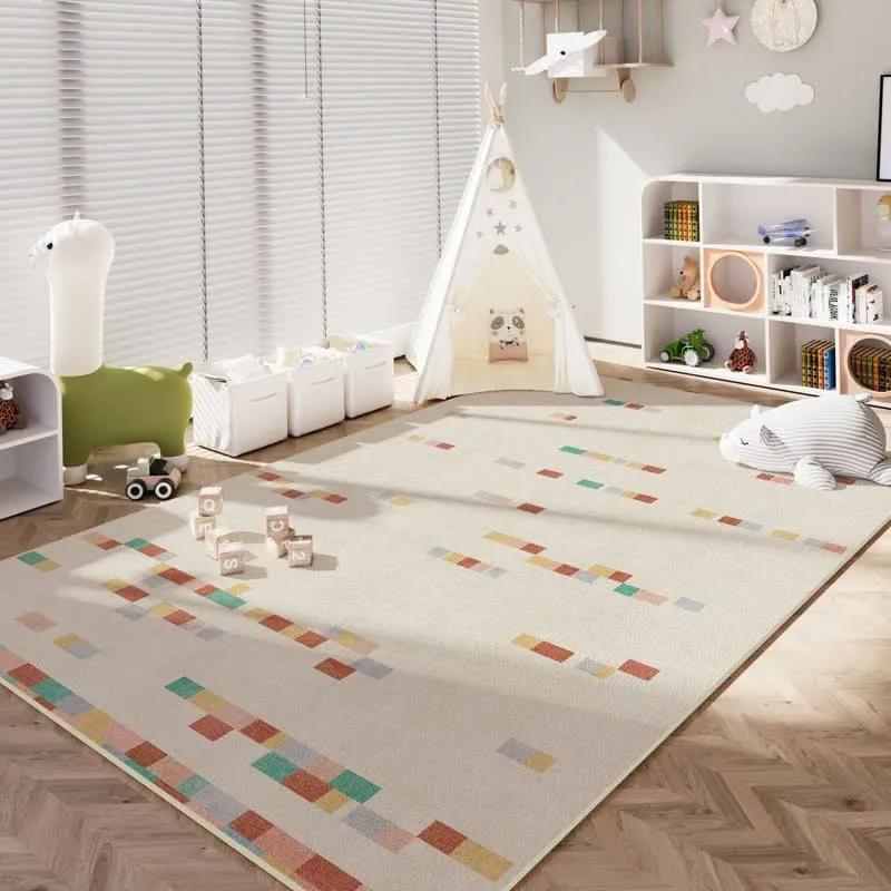 Pastellfarbener geometrischer Kinderteppich