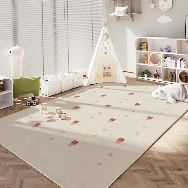 Neutraler pastellfarbener Punkt-Kinderteppich