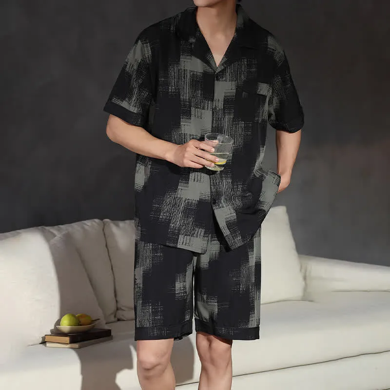 Loungewear-Set in Übergröße mit dunklem, abstraktem Muster
