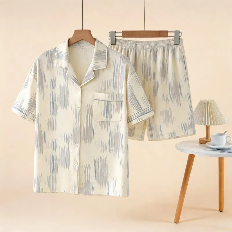 Unisex-Loungewear-Set aus gestreifter Modal-Baumwolle