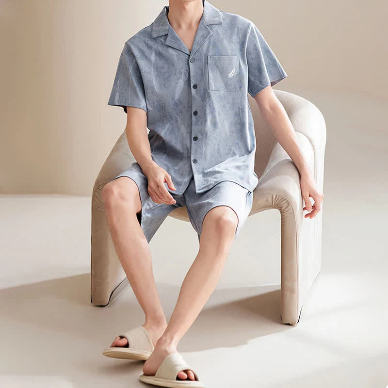 Unisex-Pyjama-Set aus reiner Baumwolle mit Federn