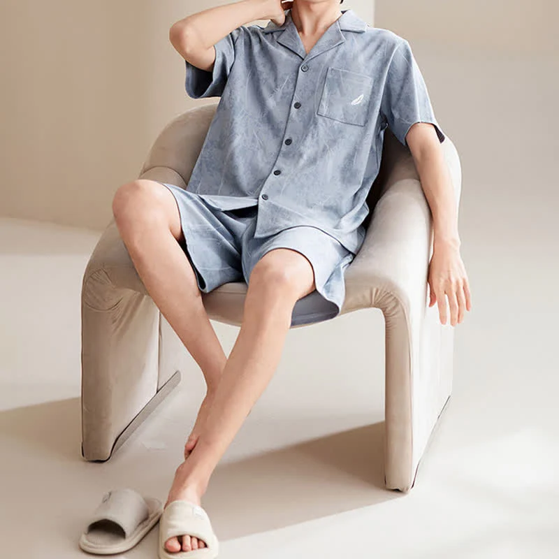 Unisex-Pyjama-Set aus reiner Baumwolle mit Federn
