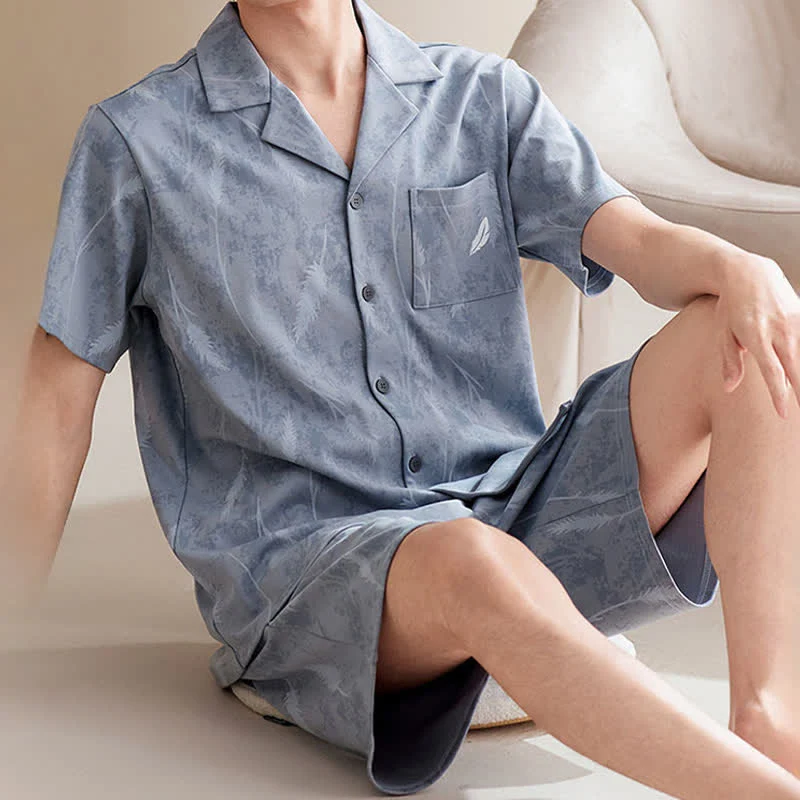 Unisex-Pyjama-Set aus reiner Baumwolle mit Federn