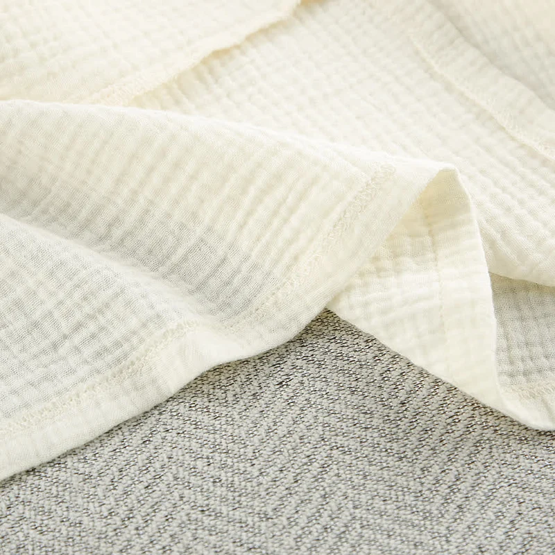 Beige Kimono-Bademantel aus reiner Baumwolle