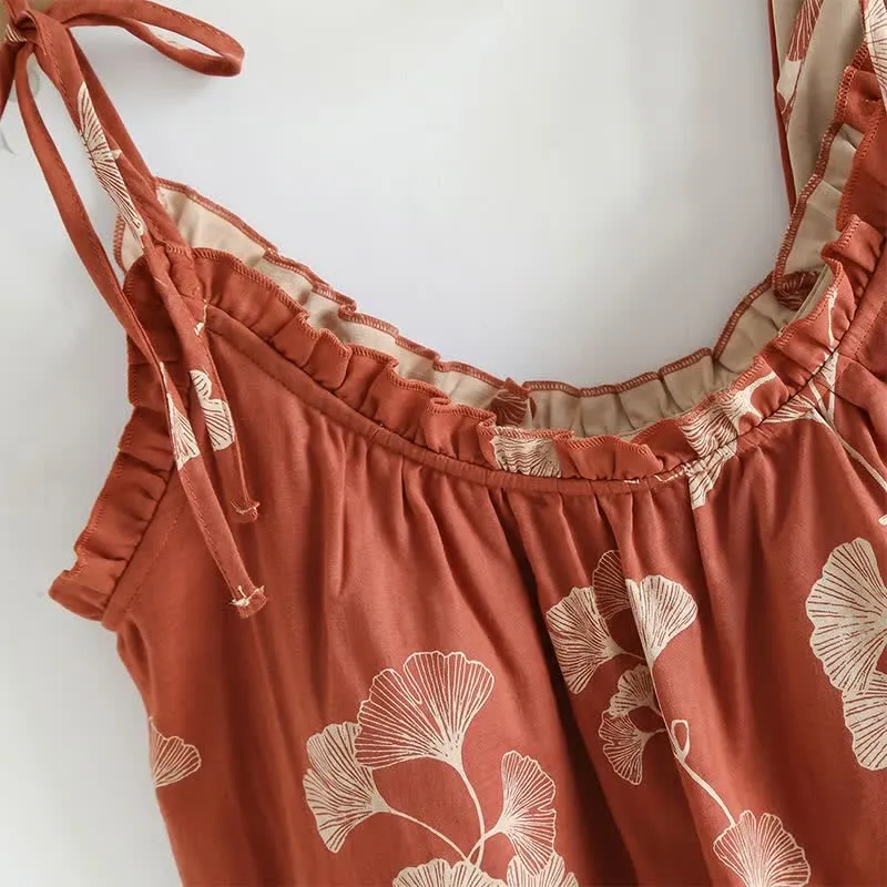Elegantes Ginkgo-Baumwoll-Pyjama-Set