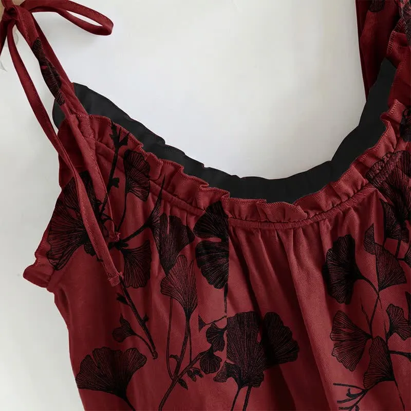 Elegantes Ginkgo-Baumwoll-Pyjama-Set