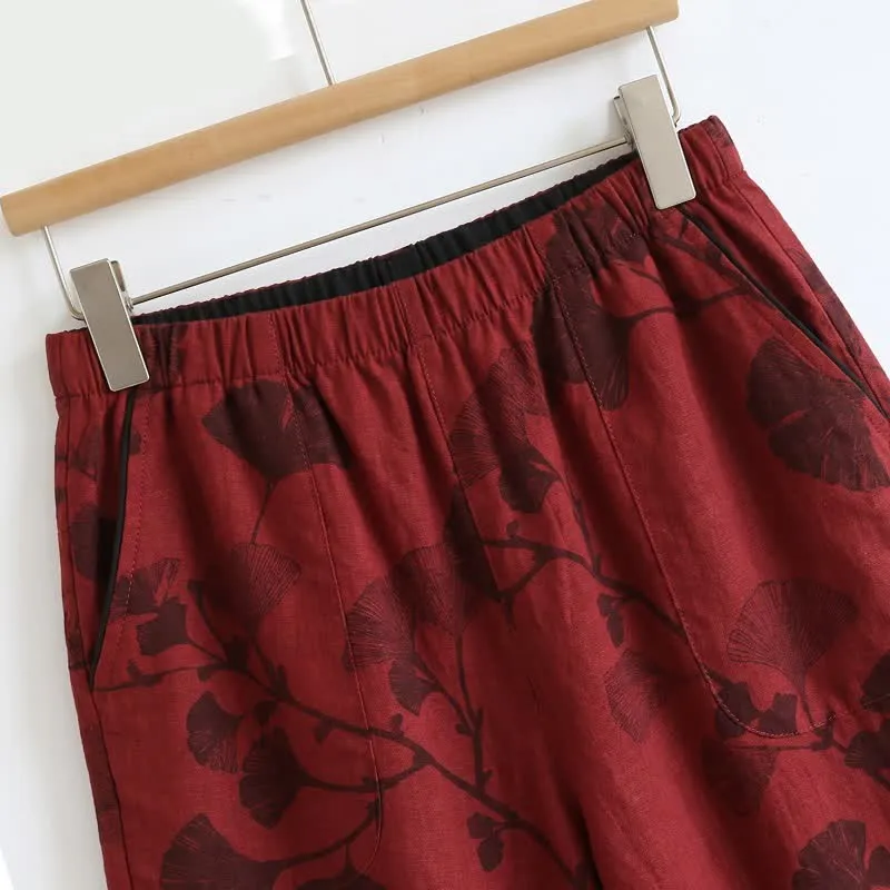 Elegantes Ginkgo-Baumwoll-Pyjama-Set
