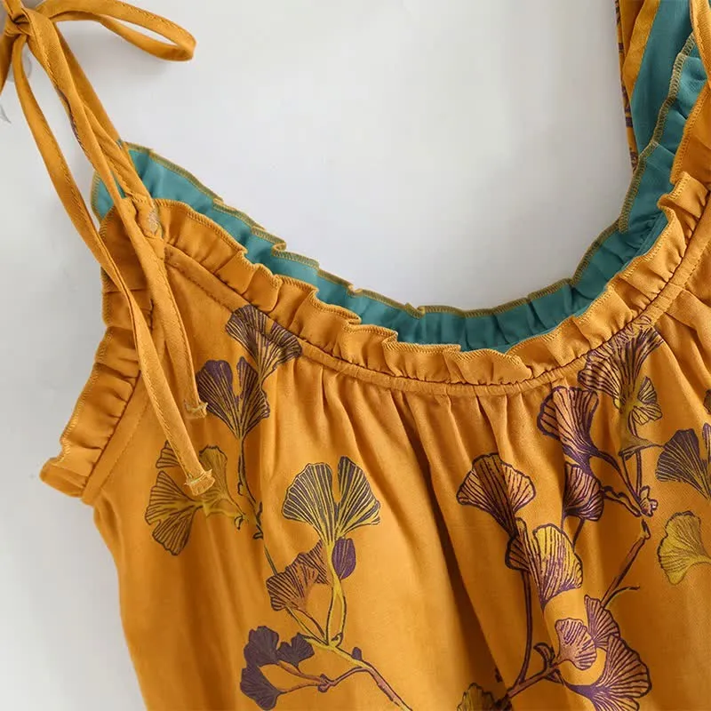 Elegantes Ginkgo-Baumwoll-Pyjama-Set