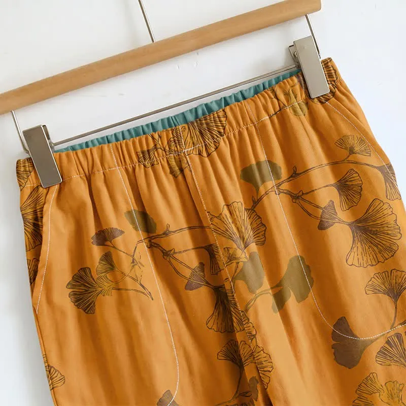 Elegantes Ginkgo-Baumwoll-Pyjama-Set