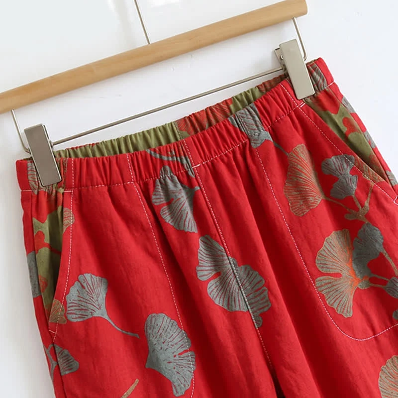 Elegantes Ginkgo-Baumwoll-Pyjama-Set