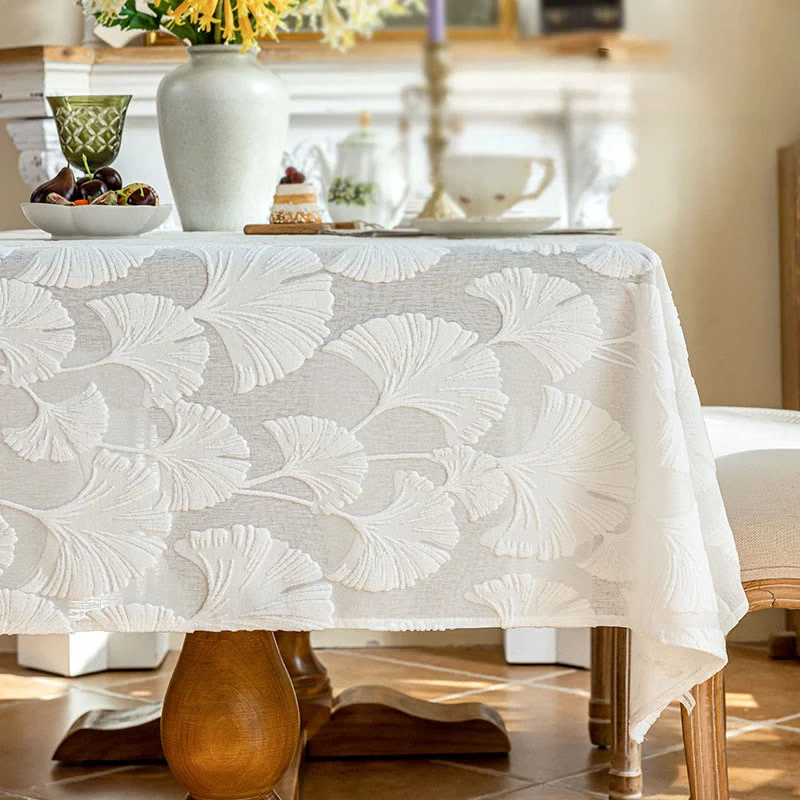 Elegante Tischdecke mit Ginkgoblatt-Jacquardmuster