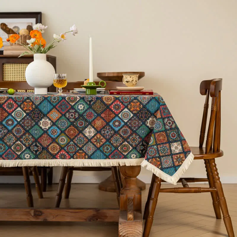 Tischdecke „Exotische Kaleidoskop-Mandala-Jacquard“