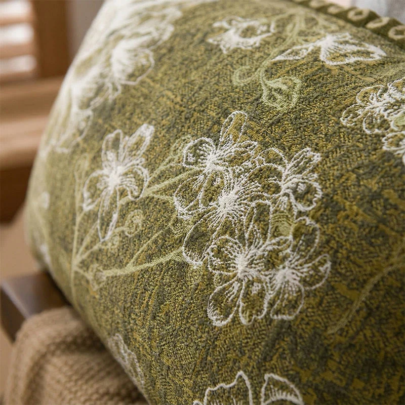 Kissenbezüge aus reiner Baumwolle mit Jacquard-Blumenmuster (2 Stück)
