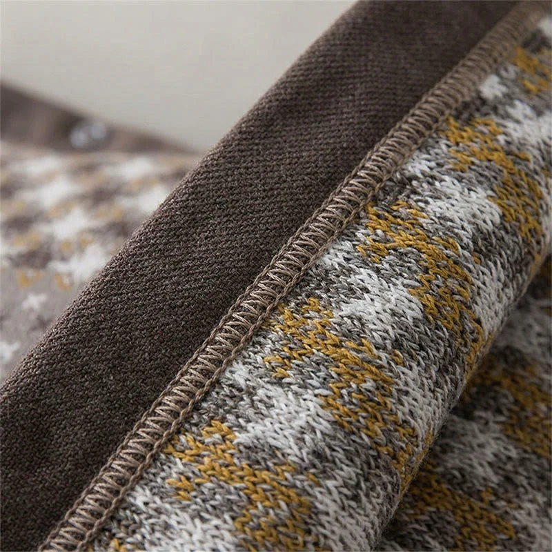 Jacquard-Strick-Kissenbezüge aus Baumwolle mit Knöpfen (2 Stück)