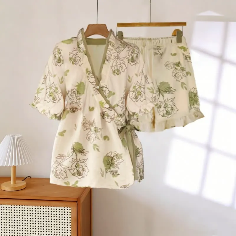 Pyjama-Set mit Rosenrüschenärmeln