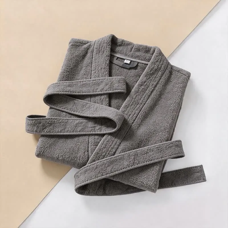 Unisex Kimono-Bademantel aus einfarbiger Baumwolle
