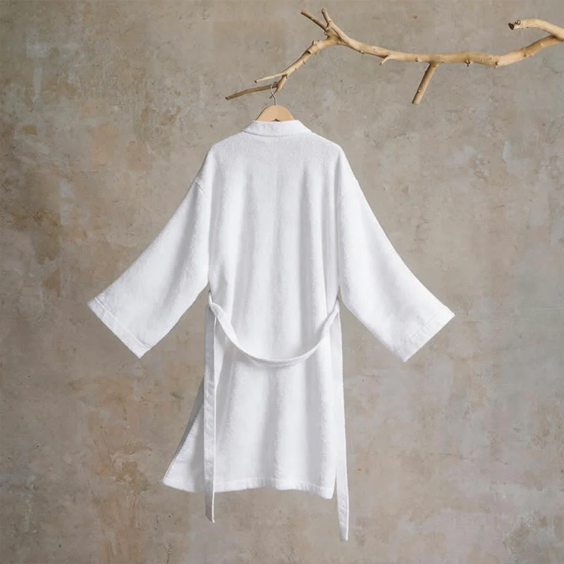 Unisex Kimono-Bademantel aus einfarbiger Baumwolle